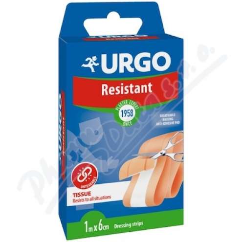 URGO RESISTANT - антисептический прочный пластырь, 1м х 6см